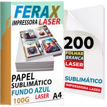 200 Papel Sublimatico Azul 100g A4 - Para Impressora Laser - FERAX