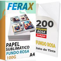200 Papel Sublimatico Rosa 100g A4 - Para Impressora Jato de Tinta