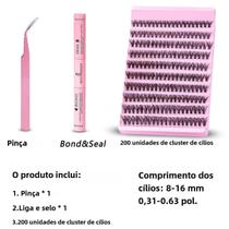 200 Peças Kit De Extensão De Cílios Diy D Curl 8-16mm Mix Clusters De Cílios Com Ligação E Vedação