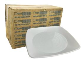200 Pratos Acrílico Quadrado Branco 22cm - Elite