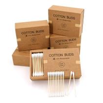 200 Unidades De Cotonete Madeira Algodão Sustentável Ecológico Orgânico Biológico Higiene Bambu