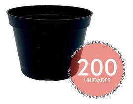 200 Vasos Pote 11 Plástico Rígido Preto p Suculentas e Mudas - Classic