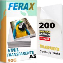200 Vinil Adesivo Transparente A3 - Impressora Jato De Tinta