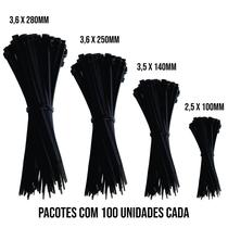 2000 unidades Abraçadeira Nylon Preta 4 Tamanhos 500 de cada Fixação Fertak