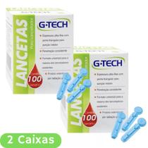 200Un Lancetas 2 caixas G-tech Agulha 28g Punção Controle Glicose Diabetes Glicemia Amostra Sangue