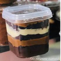 200un Pote Quadrado Com Lacre Bolo No Pote Descartável 220ml