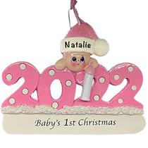 2022 Baby First Christmas Custom Ornament 2022 Baby Girl Ornaments for Christmas Tree Custom Baby Girl First Christmas Ornament Presentes de bebê personalizados para meninas recém-nascidas, 1º Natal