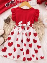 2024 verão bonito vermelho amor princesa crianças vestido de manga curta roupas de festa casuais 2024 verão bonito vermelho amor princesa crianças vestido de manga curta roupas de festa casuais