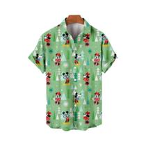 2025 Natal Novo Mickey Anime 3D Impresso Gola Masculina Camisa de Manga Curta Top Emagrecimento