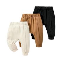 2025 nova moda 3 peças bebê meninos inverno sólido para 1-3 anos infantis calças diárias causais