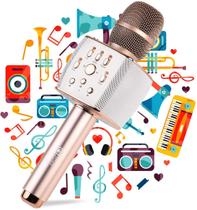 2049 X37 12w Microfone Sem Fio Dinâmico Cardioid, Microfone de Karaokê Bluetooth Portátil Bluetooth Para Casa, Ao Ar Livre,Festa,Sala de Aula, Casamento, Carro (Rosegold)