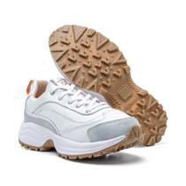 20523GRF Tênis Feminino em couro Sneaker Chunky com forro espumado