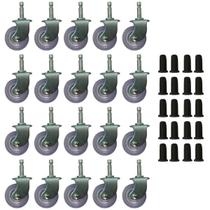 (20pçs) Rodizio Fixo Pino 6mm + Bucha 10mm Roda 32mm Incolor