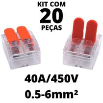 20un Conector Emenda Derivação Para Iluminação e Chuveiro 2 vias 6mm 40A/450V