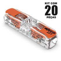 20un Conector Wago 221-2411 2 vias 32A/450V Emenda Linha Reta Original