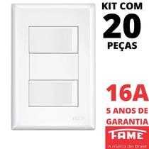 20un Interruptor Simples 2 Teclas 16A Com Placa 4x2 Evidence FAME