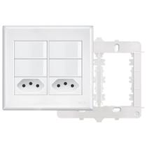 20un Interruptor Simples 4 Teclas 16A e Tomada Padrão Dupla 2P+T 10A Com Placa Evidence FAME