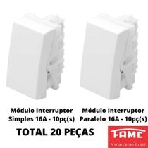 20un Módulo Interruptor Simples e Interruptor Paralelo Three Way 16A Modulare Evidence Blanc Mais FAME