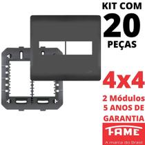 20un Placa 4X4 02 Módulos Com Suporte Habitat Black FAME