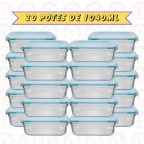20un Pote de Vidro Canelado Hermético 1040ml Marmita Forno Detalhes 20un Pote de Vidro Canelado Hermético 1040ml Marmita Forno Detalhes