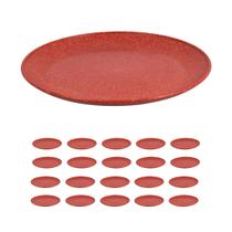 20un Prato Lanche Sobremesa Redondo Resistente 20cm Vermelho