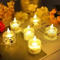 20x Luminária Vela De Led de Acrílico Luz Eletrônica 5cm Decorativa Para Festa Casamento