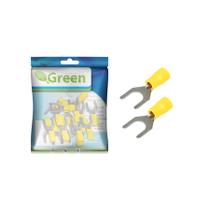 20X Terminal Forquilha M8 Pré-isolado Amarelo 4 Até 6,00mm²