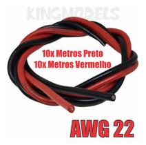 20xmts Fio Siliconado Awg 22 Alta Descarga Vermelho / Preto