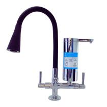 2141 Torneira Gourmet Bica Móvel Com Filtro Copo Fino Para Bancada Pia Mesa de Cozinha C/ Tubo Flexível Preto Cone
