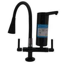 2141 Torneira Gourmet Bica Móvel Preta Bancada Pia Cozinha Com Filtro Pró Saúde Bica Móvel e Tubo Flexível Cone