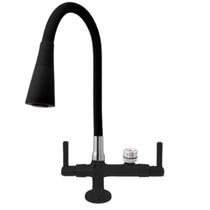 2142 C80 CORPO PRETO T P M Torneira Gourmet Bica Móvel Mesa Bancada Pia Cozinha Tubo Flexível Preto Cone Saída Filtro 1/4 ou Purificador 1/2