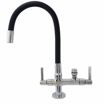 2142 C80 Torneira Gourmet Bica Móvel P/ Bancada Mesa Pia Cozinha Tubo Flexível Preto Saída Filtro 1/4 Purificadores 1/2