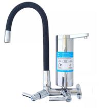 2161 C80 Torneira Gourmet Bica Móvel Parede Cozinha Com Filtro Pró Saúde e Tubo Flexível Preto