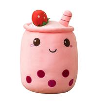 23cm Pearl Milk Tea Plush Toy Boneca Boneca de Morango Boneca de Cura Criativa
