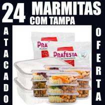 24/48 Potes Marmita Descartável 500ml Fitness Fit Freezer Microondas dieta PRAFESTA