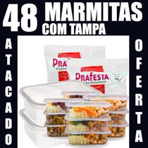 24/48 Potes Marmita Descartável 500ml Fitness Fit Freezer Microondas dieta PRAFESTA 24/48 Potes Marmita Descartável 500ml Fitness Fit Freezer Microondas dieta PRAFESTA