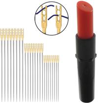 24 Agulhas Cego Sortidas Costura Manual + Estojo Magnetico