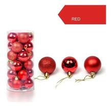 24 Bola Árvore De Natal Vermelha Red 3 Modelos 3cm Decoração 24 Bola Árvore De Natal Vermelha Red 3 Modelos 3cm Decoração