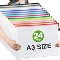 24 bolsas com zíper Umriox, kit com 24 unidades, bolsas de tela A3 43 x 32 cm 24 bolsas com zíper Umriox, kit com 24 unidades, bolsas de tela A3 43 x 32 cm
