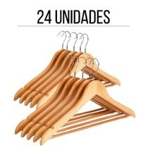 24 cabides de madeira organizador para guarda-roupa arara vestuarios - Clink