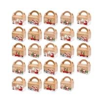 24 Caixas De Presente Mini De Natal Para Doces E Biscoitos Em Papel Kraft Decoração De Festa
