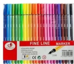 24 Canetas Coloridas Fineliner Ponta Fina 0.4mm