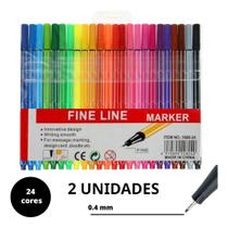 24 Canetas Coloridas Fineliner Ponta Fina 0.4mm
