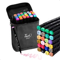 24 Canetinhas Escolar Ponta Dupla Profissional 1linha