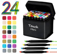 24 Canetinhas Profissionais 2 Pontas Pintura Desenho Arte Caligrafia Lettering Artesanato