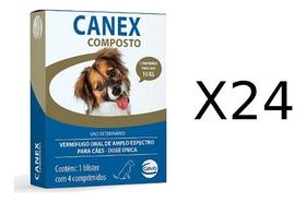 24 Canex Composto Vermifugo Cães Caixa 4 Comprimidos