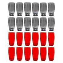 24 Copos - Cinza e Vermelho - Bar Drinks Bebidas Em Geral