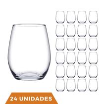 24 Copos De Vidro Transparente Redondo Amber Pasabahçe 440ml