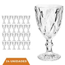 24 Copos Transparente Taças Diamante 300ml Para Agua Vinho