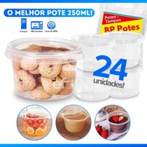 24 Embalagens Descartaveis de Plástico 250ml Bolo No Pote Salada de Frutas BP Potes